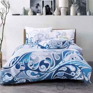 It is made of 100% Combed Cotton Sateen, which is one of the most popular supreme fabrics for high-end bedding. It has a silky fine, soft and smooth touch, with a luster finish. 